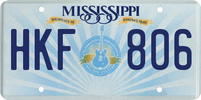 MS license plate HKF806