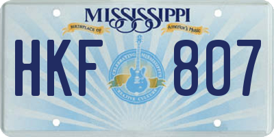 MS license plate HKF807