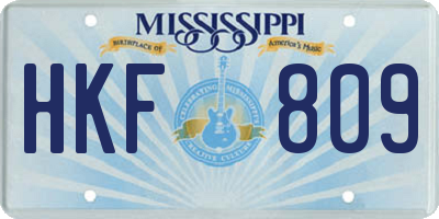 MS license plate HKF809