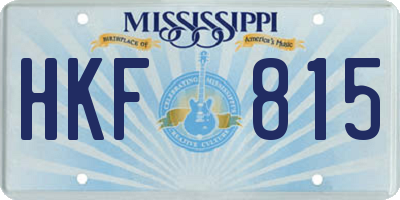 MS license plate HKF815