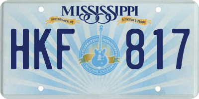 MS license plate HKF817