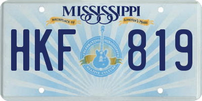 MS license plate HKF819