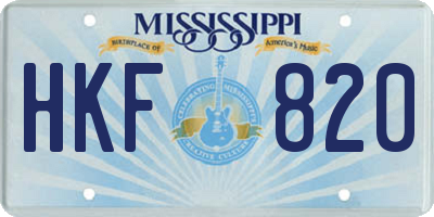 MS license plate HKF820