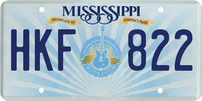 MS license plate HKF822