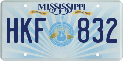 MS license plate HKF832