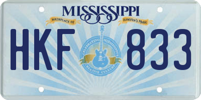 MS license plate HKF833