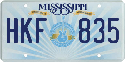 MS license plate HKF835