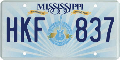 MS license plate HKF837