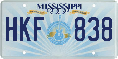 MS license plate HKF838