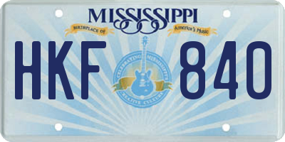 MS license plate HKF840