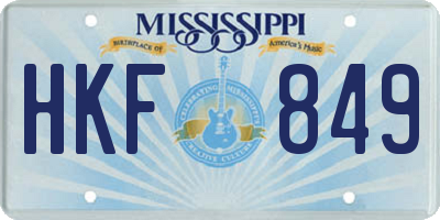 MS license plate HKF849