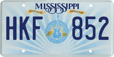 MS license plate HKF852