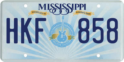 MS license plate HKF858
