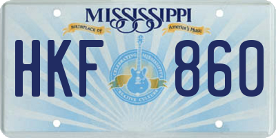 MS license plate HKF860