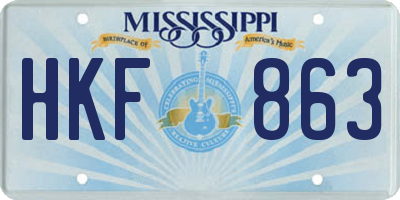 MS license plate HKF863