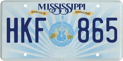 MS license plate HKF865