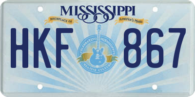 MS license plate HKF867