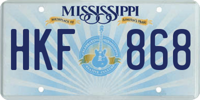 MS license plate HKF868
