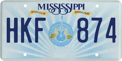 MS license plate HKF874