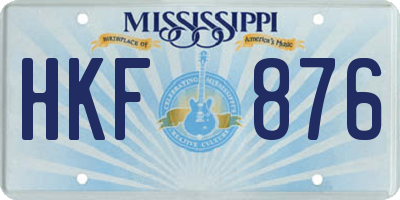 MS license plate HKF876