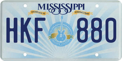 MS license plate HKF880