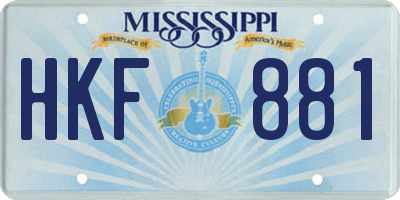 MS license plate HKF881