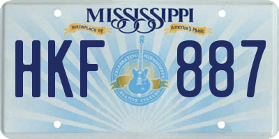 MS license plate HKF887
