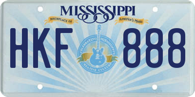 MS license plate HKF888