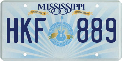 MS license plate HKF889