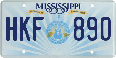 MS license plate HKF890