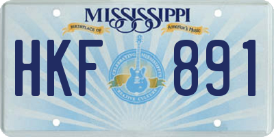 MS license plate HKF891