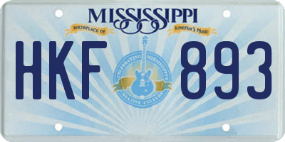 MS license plate HKF893