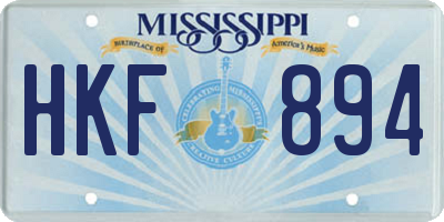 MS license plate HKF894