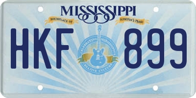 MS license plate HKF899