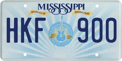 MS license plate HKF900