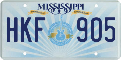 MS license plate HKF905