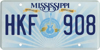 MS license plate HKF908