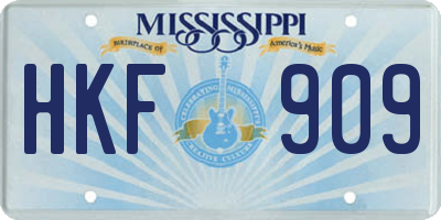 MS license plate HKF909