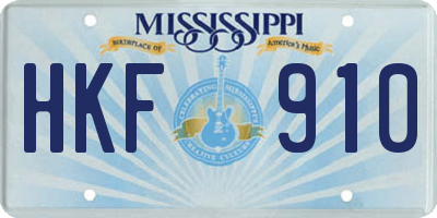 MS license plate HKF910
