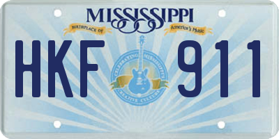 MS license plate HKF911