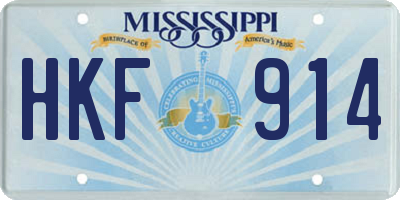MS license plate HKF914