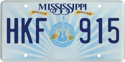 MS license plate HKF915
