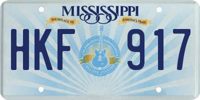 MS license plate HKF917