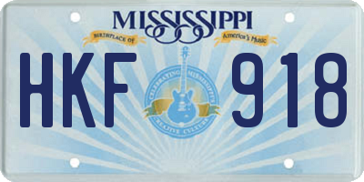 MS license plate HKF918