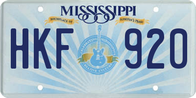 MS license plate HKF920