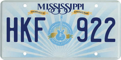MS license plate HKF922