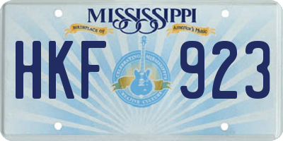 MS license plate HKF923