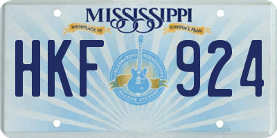MS license plate HKF924