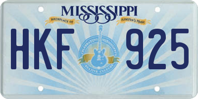 MS license plate HKF925