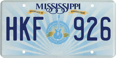 MS license plate HKF926